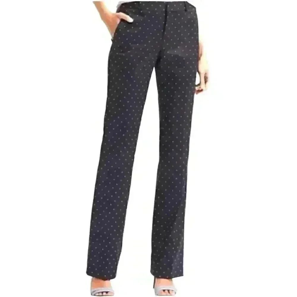 Banana Republic Women's Navy & White Polka-dot Poly/Viscose/Spandex Logan Fit Dr